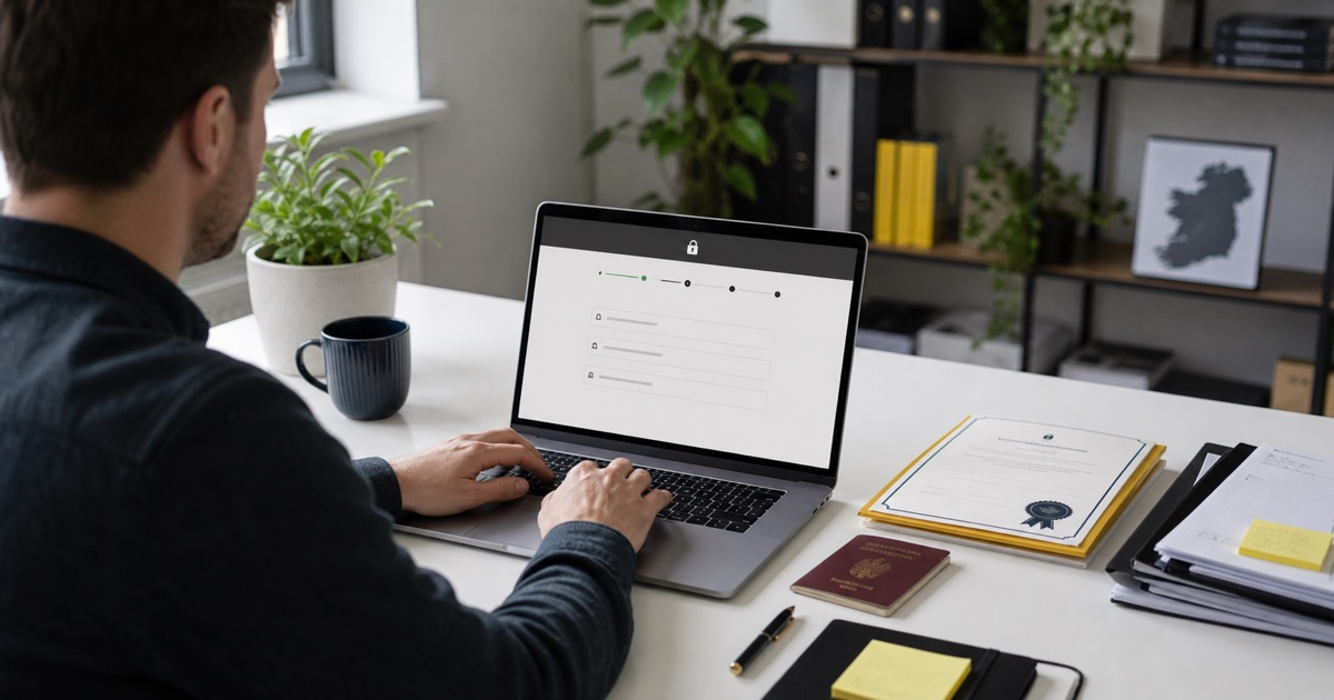 Irish limited company founder completing a business current account application online