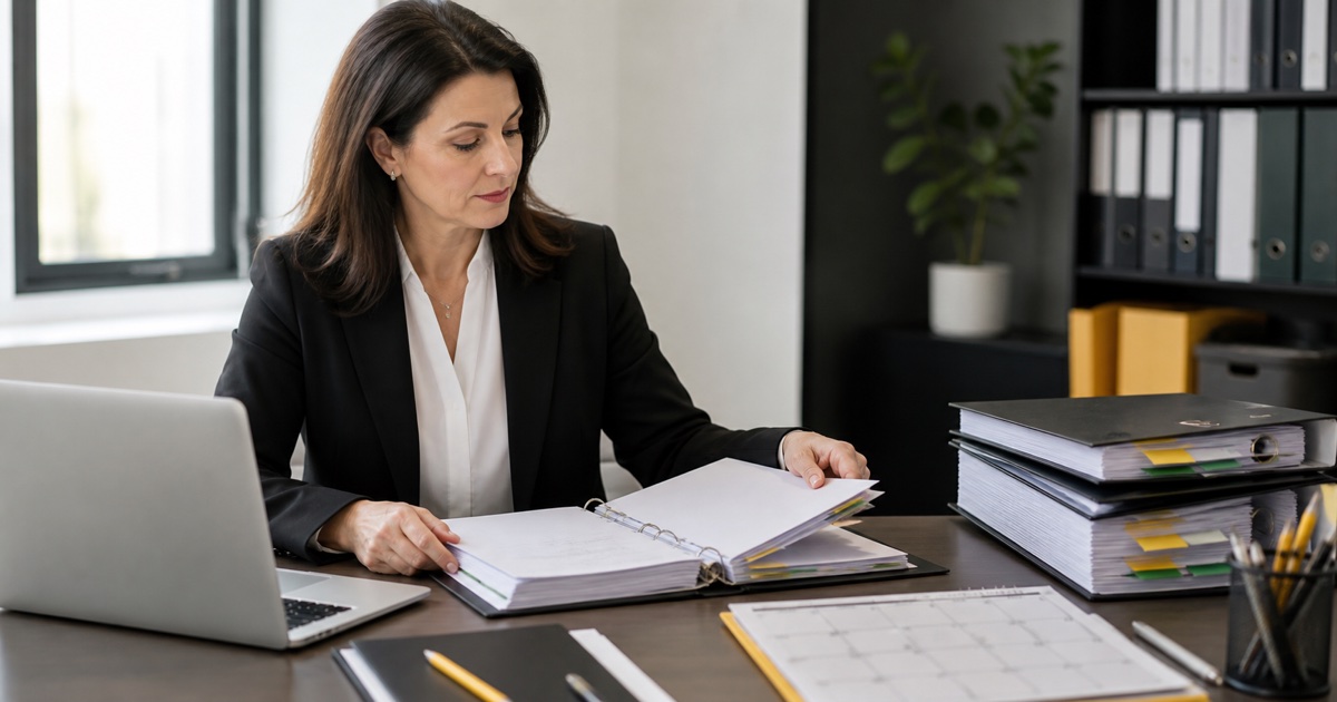 Company secretary organising statutory registers and compliance records in Ireland