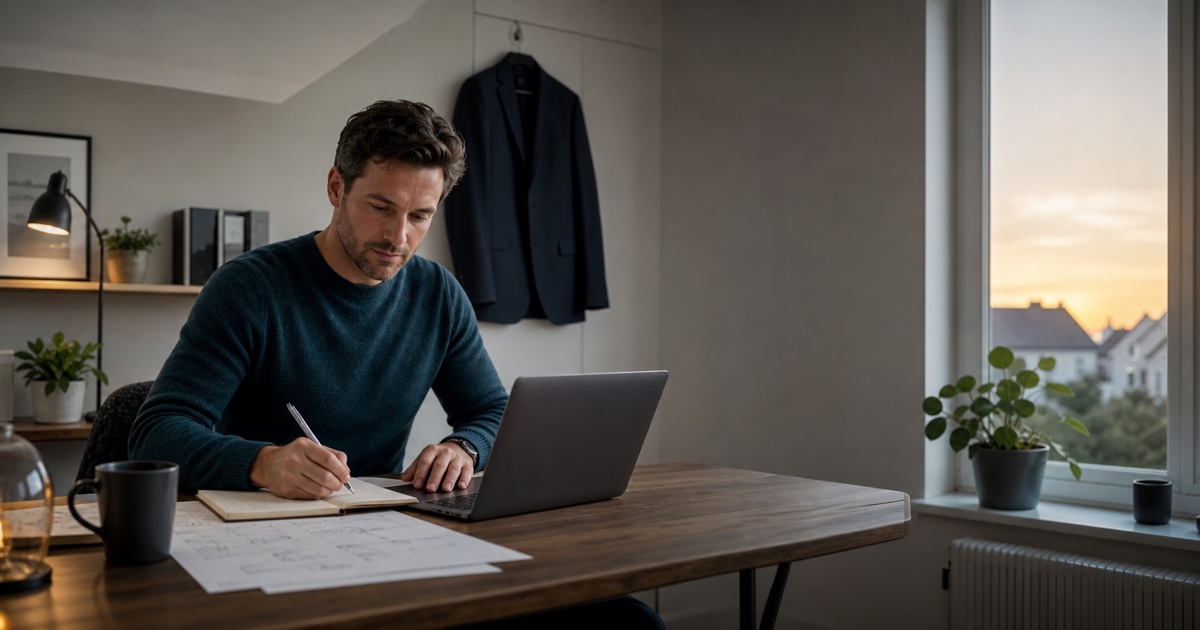 Employee planning an Irish limited company after work while reviewing an employment contract