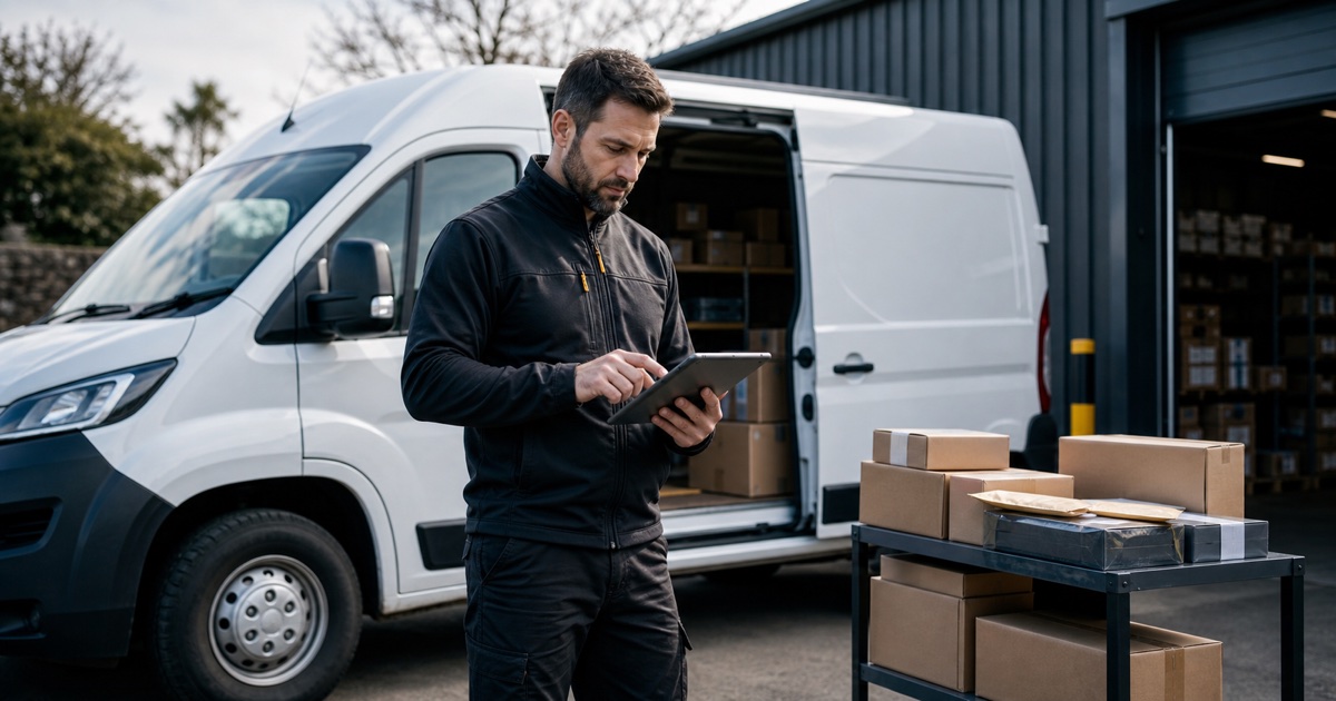 Irish courier company founder planning delivery routes, commercial vehicles and limited company formation