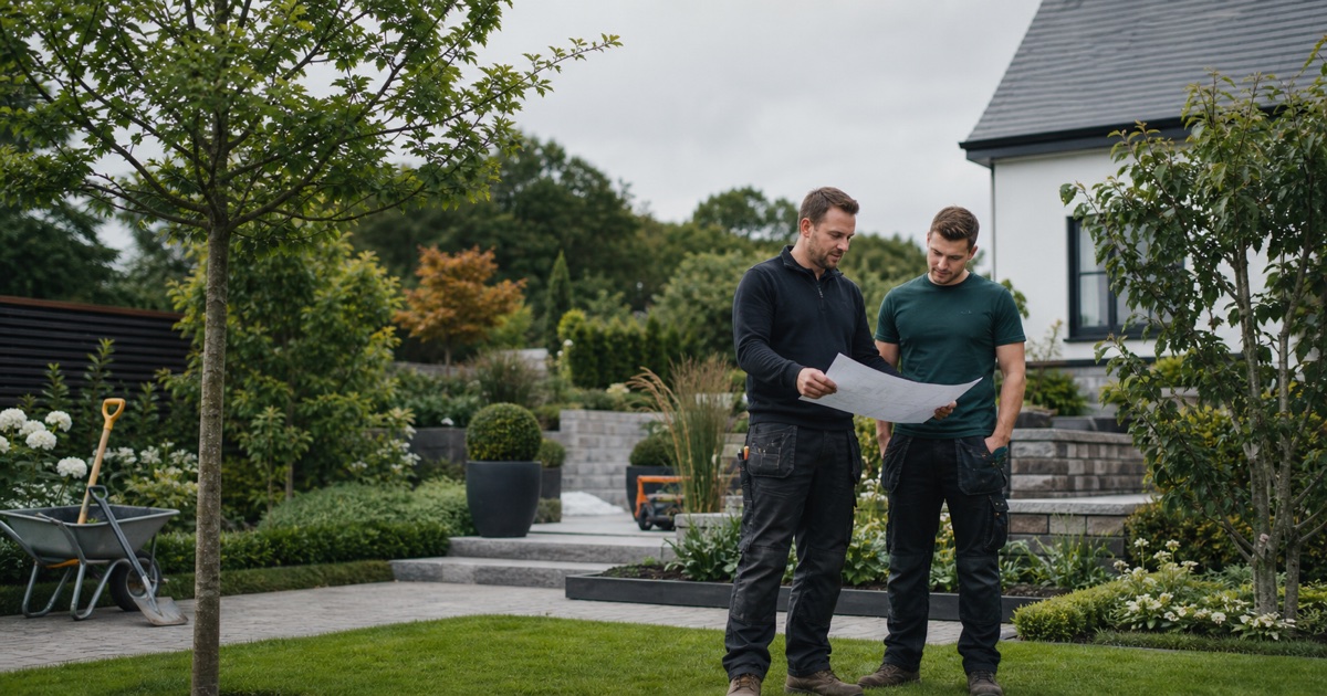 Irish landscaping company owner planning equipment, contracts and limited company formation